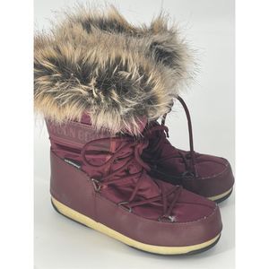 Moonboot Winter Women Size 5 Red Faux Fur Waterproof‎